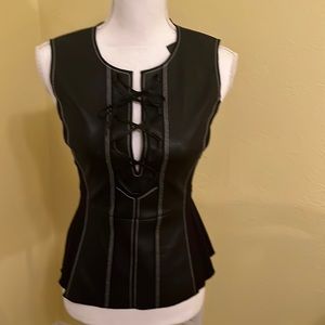 NWTBCBG Maxaxria black leather like sleeveless top size extra extra small
